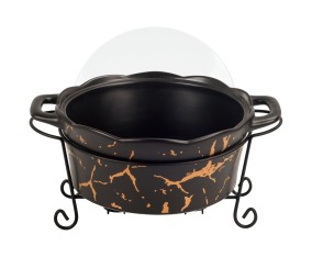 Vicenza Wadah Saji Bulat Motif Marmer Hitam BM681